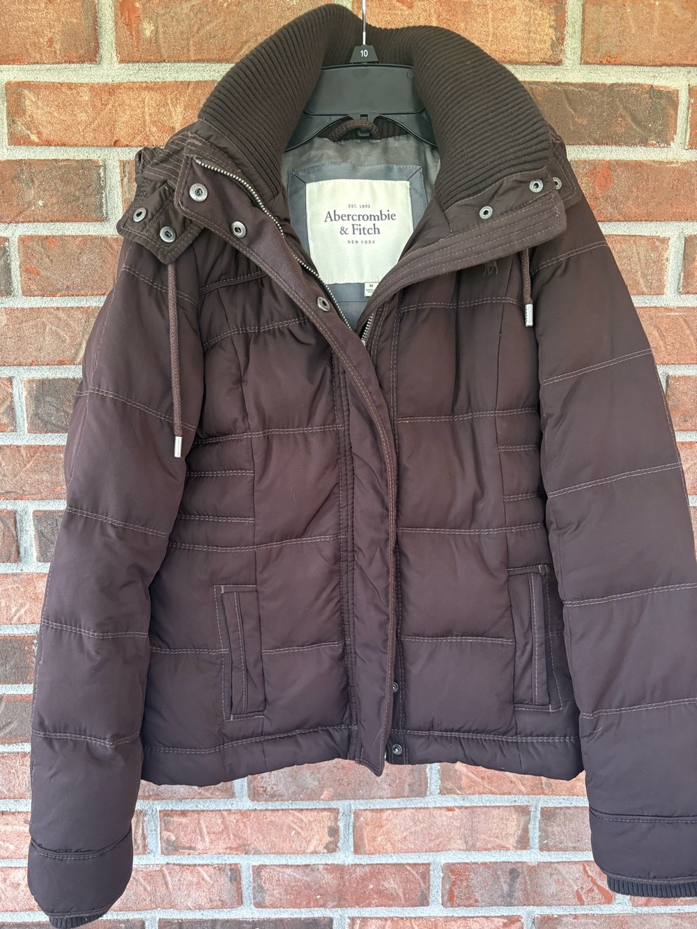 Y2K Abercrombie & Fitch Women's Brown Puffer Jacket w/o fur attachment